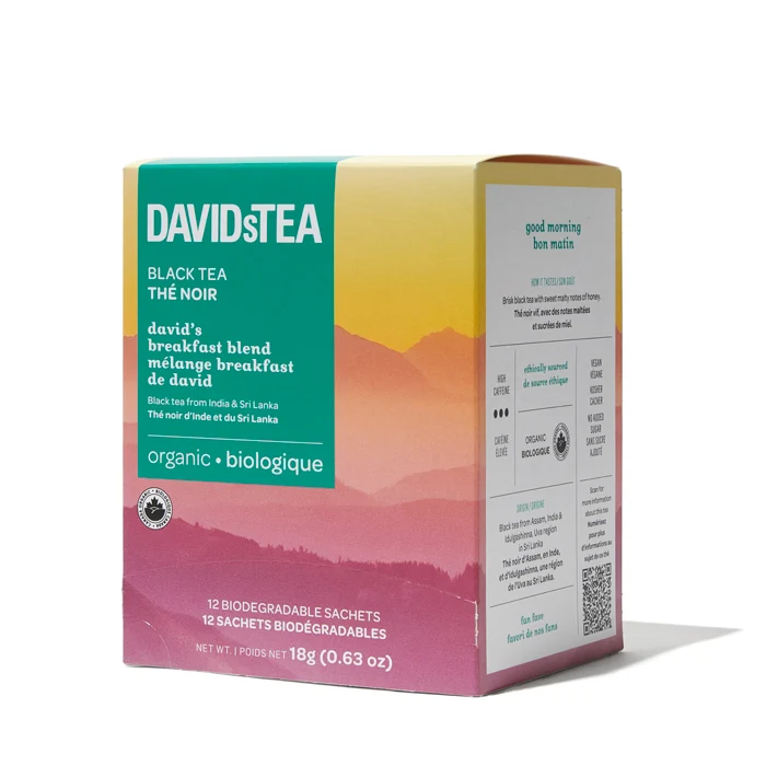 DAVIDsTEA Organic David's Breakfast Blend Tea Pack of 12 Sachets - Image 3