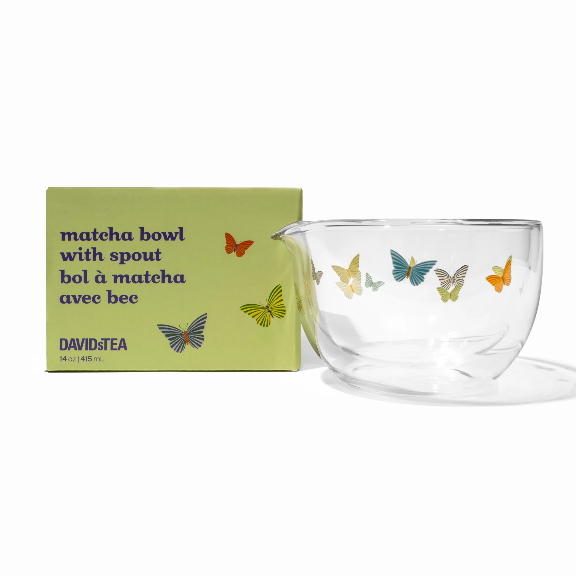 DAVIDsTEA Butterfly Away Double Walled Glass Matcha Bowl with Spout - Image 2