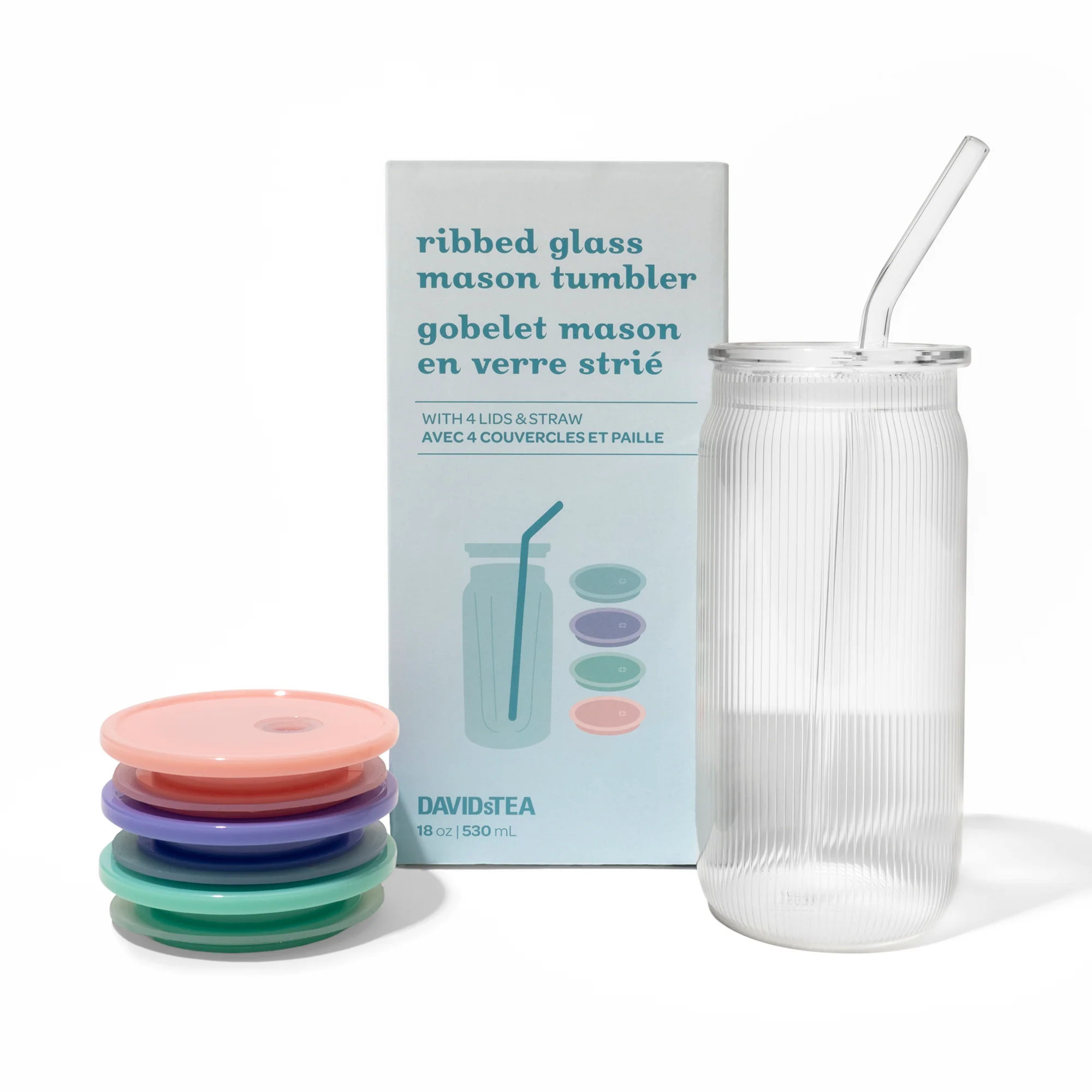 DAVIDsTEA Ribbed Glass Mason Tumbler — SKU SB-FB6799-07D6661B93C3C4